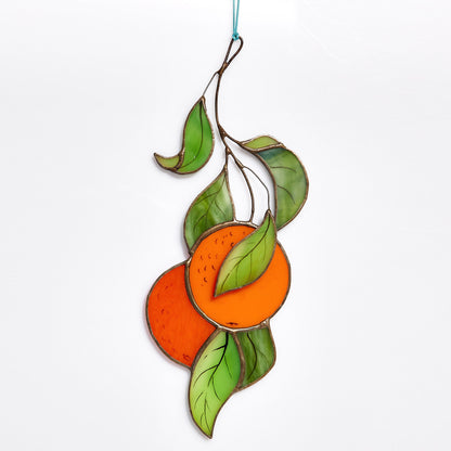 Orange Branch Stained Glass Suncatcher