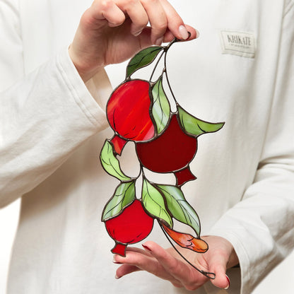 Pomegranate Stained Glass Window Hanging