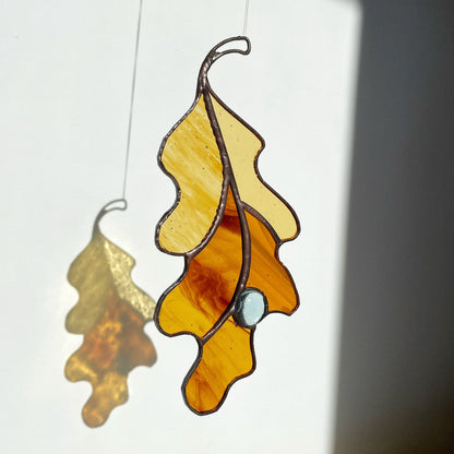 Stained Glass Oak Leaf Suncatcher