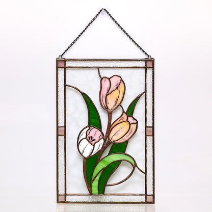 Tulip Flower Stained Glass Panel