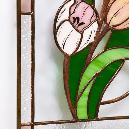 Tulip Flower Stained Glass Panel