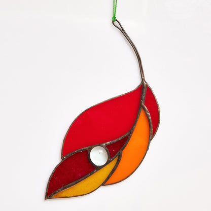 Ash Tree Leaf Stained Glass Suncatcher