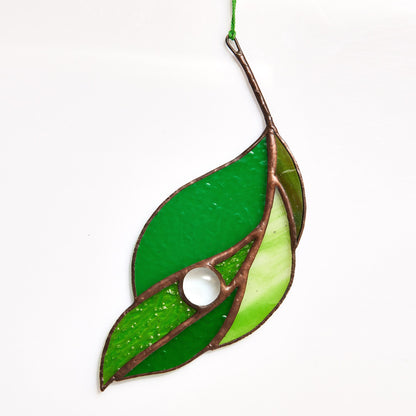 Ash Tree Leaf Stained Glass Suncatcher