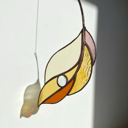 Ash Tree Leaf Stained Glass Suncatcher