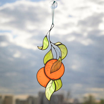 Orange Branch Stained Glass Suncatcher