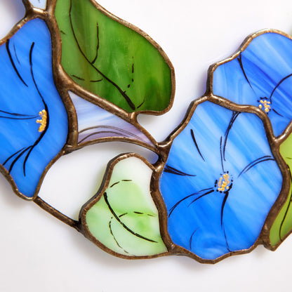 Morning Glory Flower Stained Glass Panel