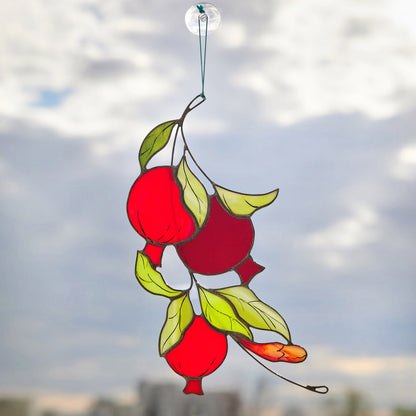 Pomegranate Stained Glass Window Hanging