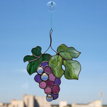 Purple Grape Stained Glass Suncatcher