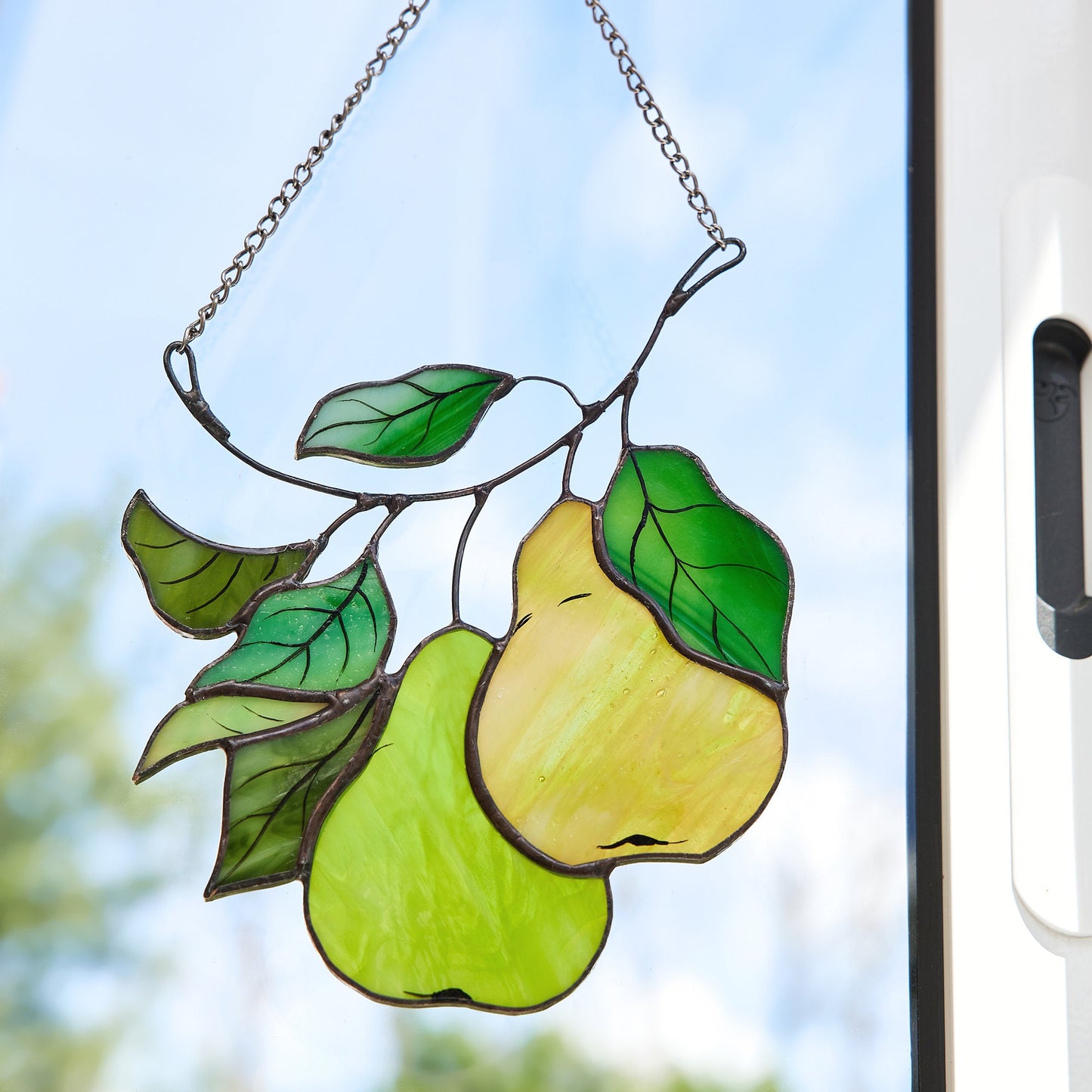 Pear Branch Stained Glass Suncatcher