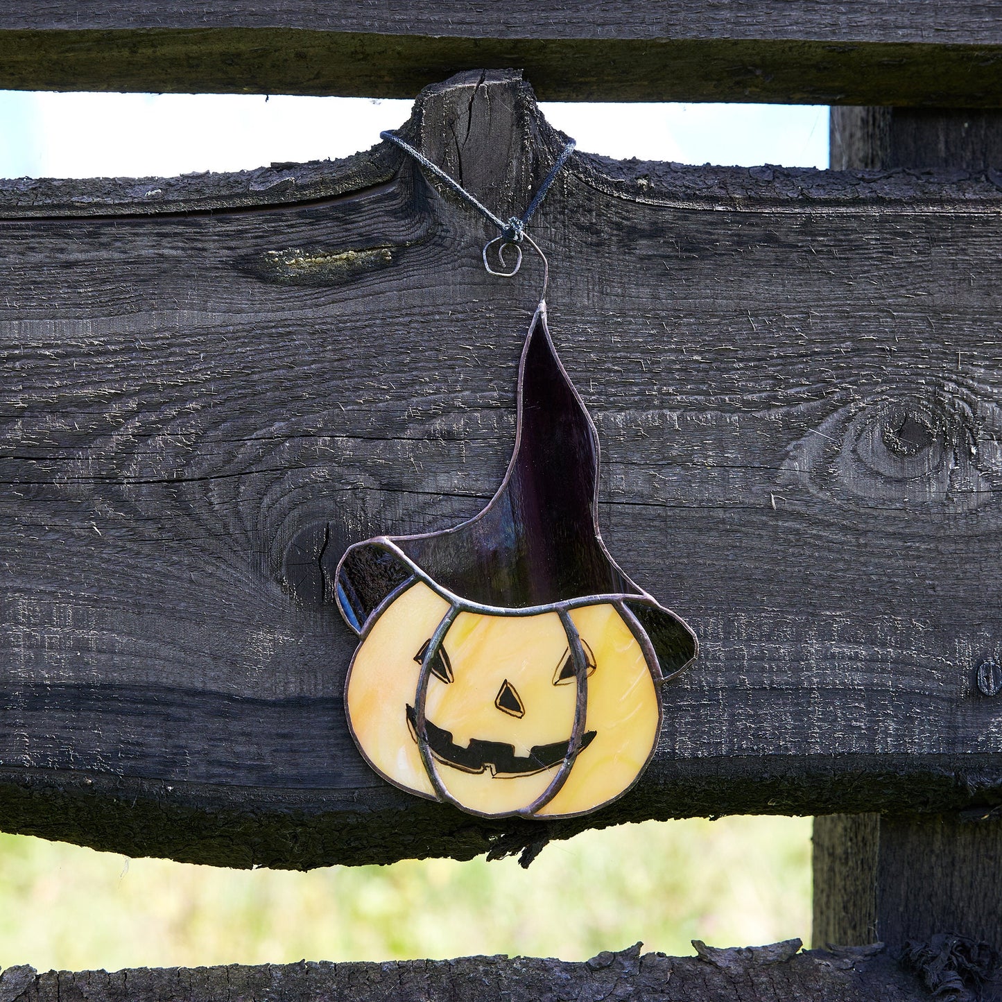 Halloween Pumpkin Stained Glass Decoration