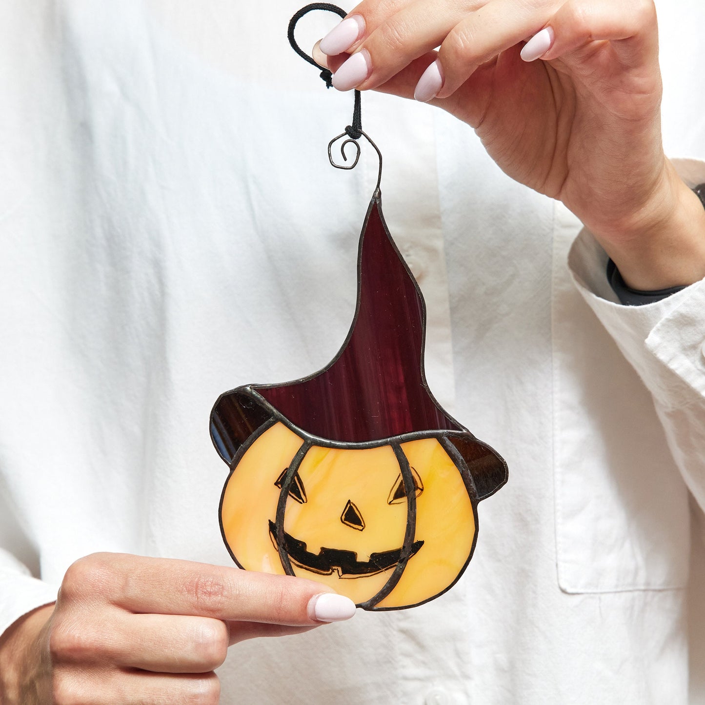 Halloween Pumpkin Stained Glass Decoration