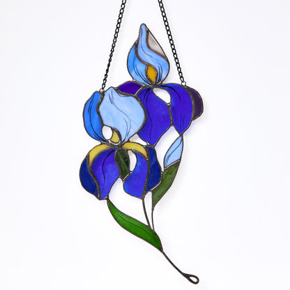 Iris Flower Stained Glass Suncatcher