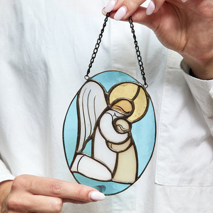 Hugging Angel Stained Glass Suncatcher