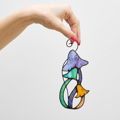 Mushrooms Stained Glass Suncatcher