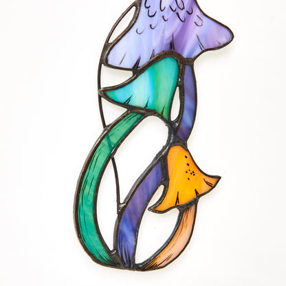 Mushrooms Stained Glass Suncatcher
