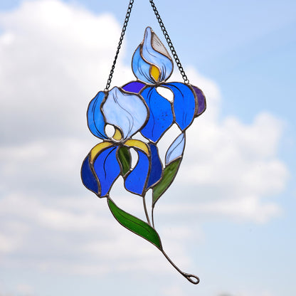 Iris Flower Stained Glass Suncatcher