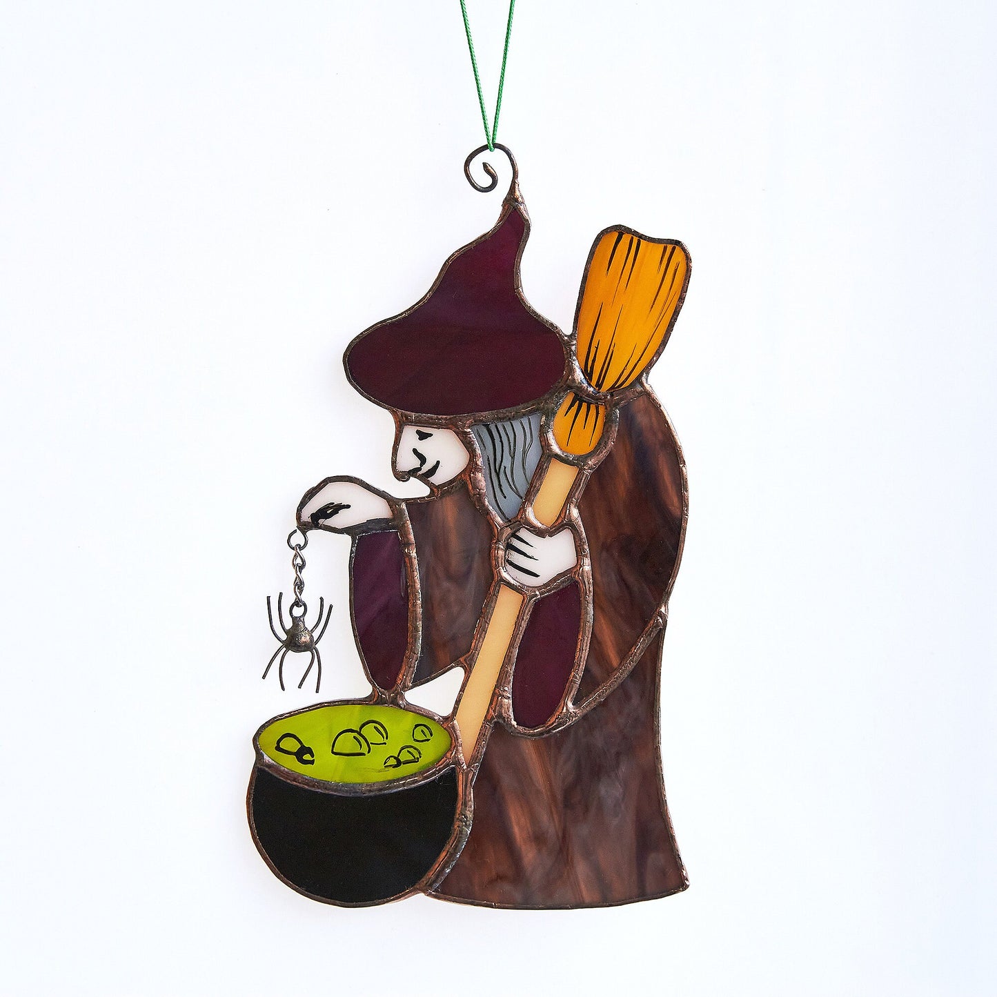 Witch And Potion Stained Glass Halloween Decoration