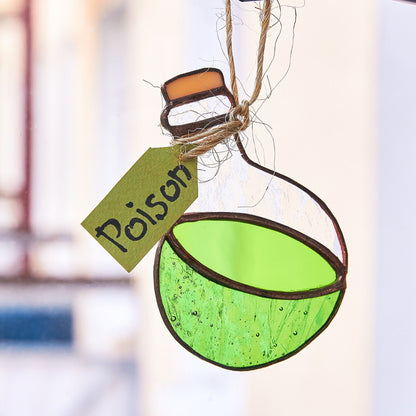 Poison Bottle Stained Glass Halloween Decoration