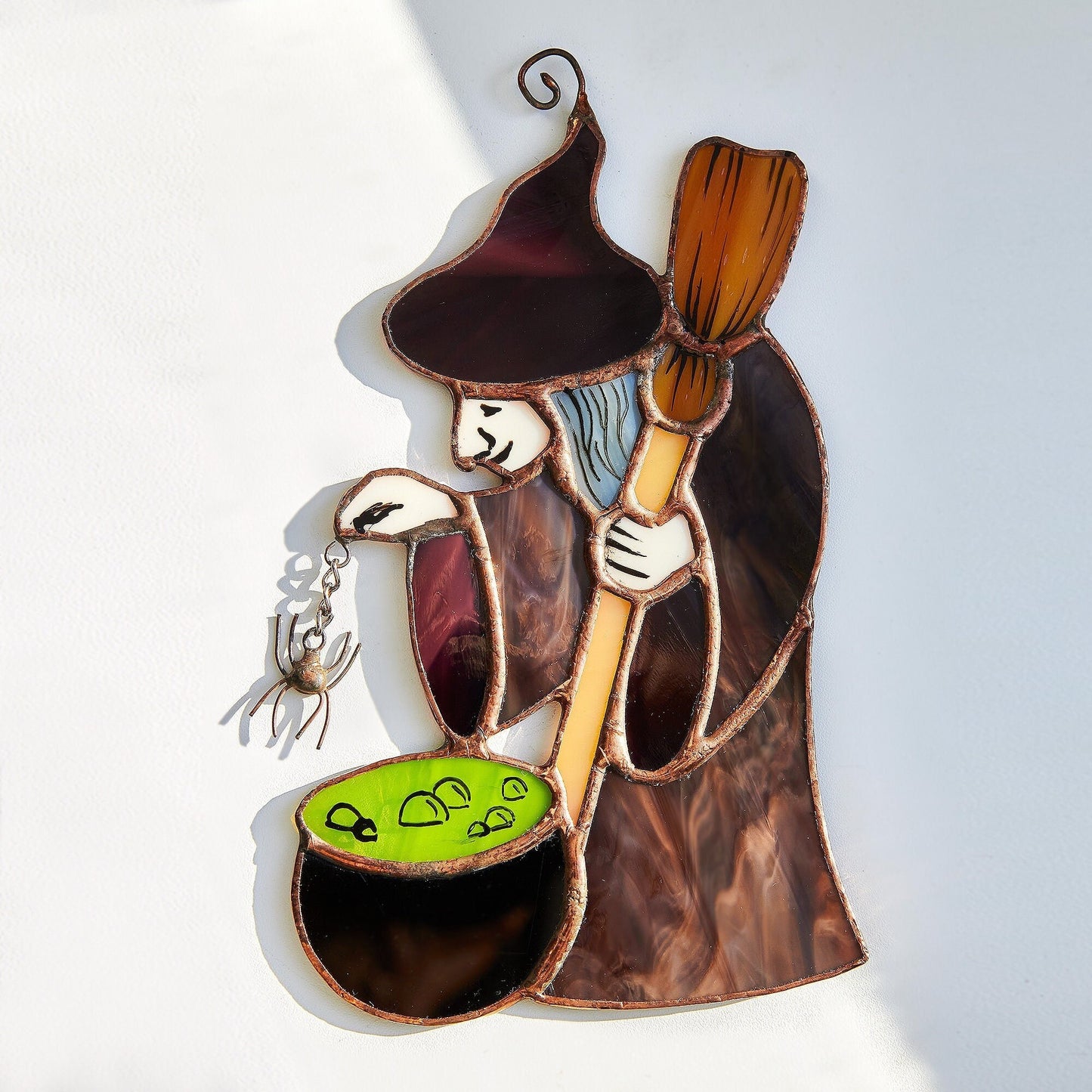 Witch And Potion Stained Glass Halloween Decoration