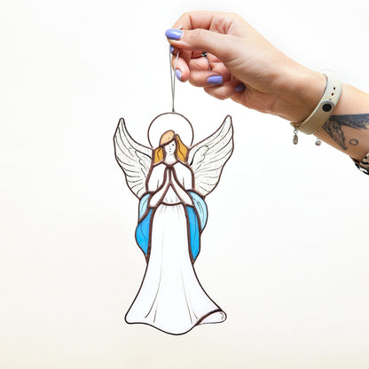 Praying Angel Stained Glass Suncatcher