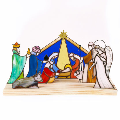 Stained Glass Nativity Set