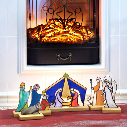 Stained Glass Nativity Set