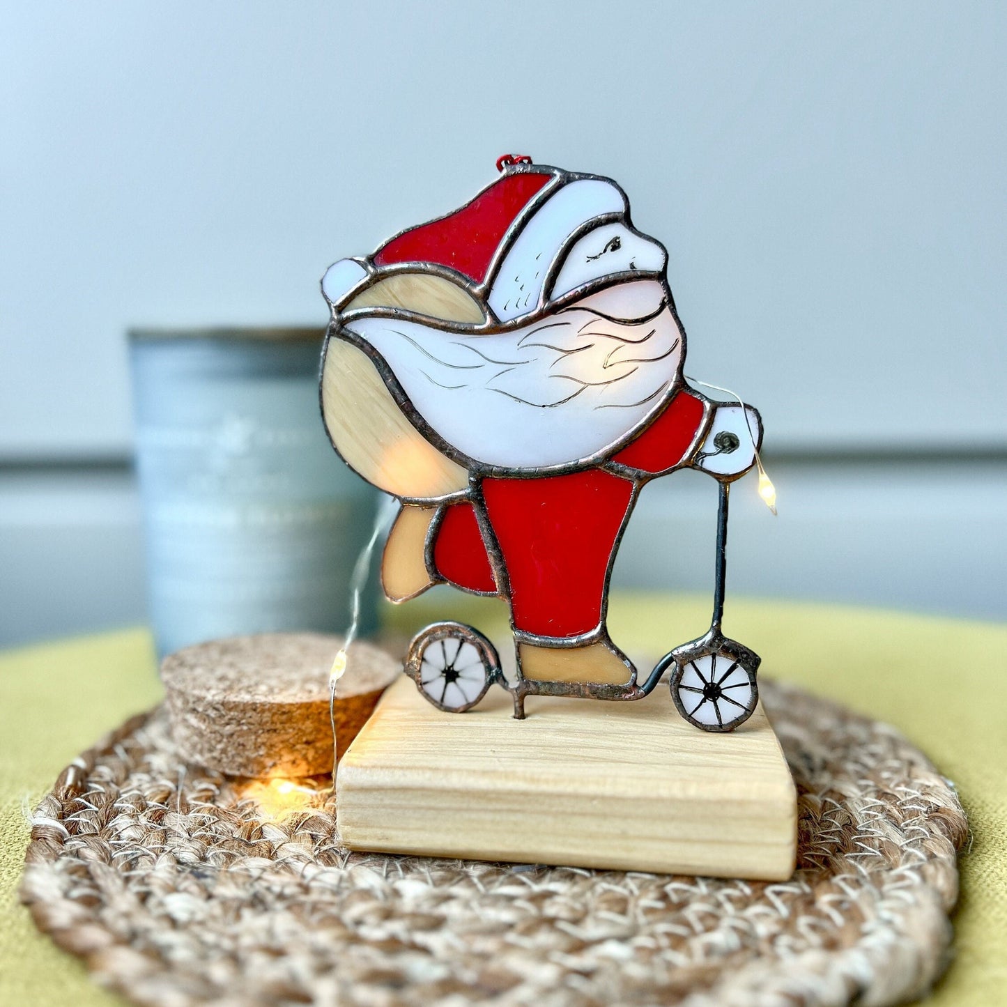 Stained glass Santa Claus Suncatcher