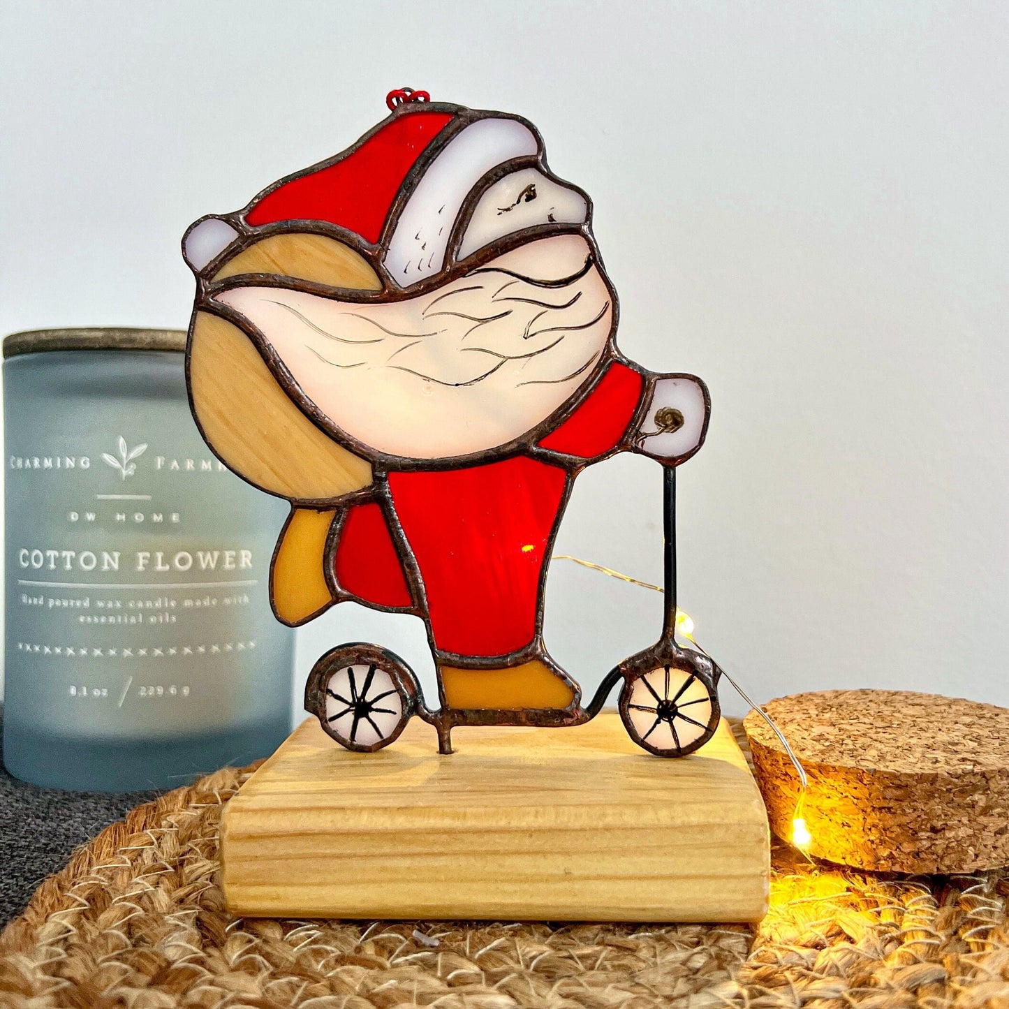 Stained glass Santa Claus Suncatcher