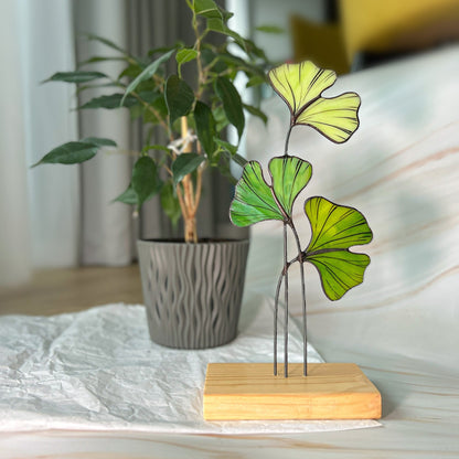 Ginkgo Leaf Stained Glass Tabletop