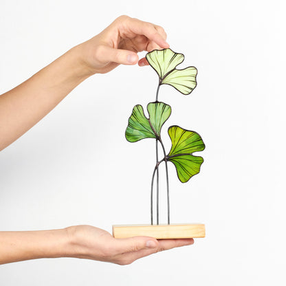 Ginkgo Leaf Stained Glass Tabletop