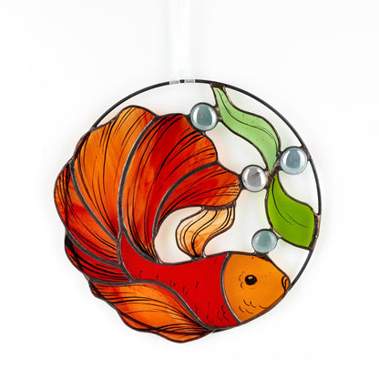 Goldfish Stained Glass Suncatcher