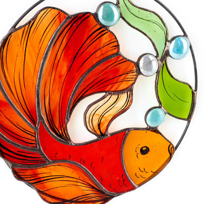Goldfish Stained Glass Suncatcher