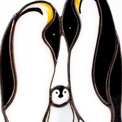 Penguin Family Stained Glasss Tabletop