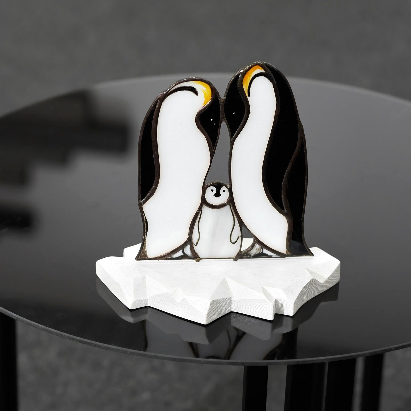 Penguins family on ice floe table decor