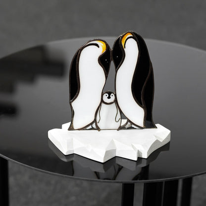 Penguin Family Stained Glasss Tabletop