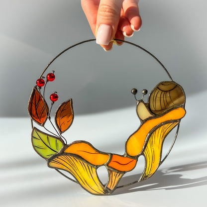 Chanterelles Mushrooms Window Hanging