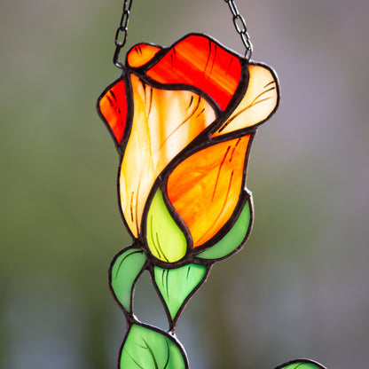 Rose Flower Stained Glass Suncatcher