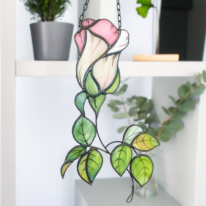 Rose Flower Stained Glass Suncatcher