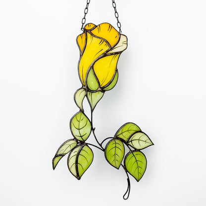 Rose Flower Stained Glass Suncatcher
