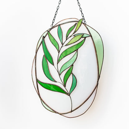 Branch of Eucalyptus Leaves Stained Glass Suncatcher