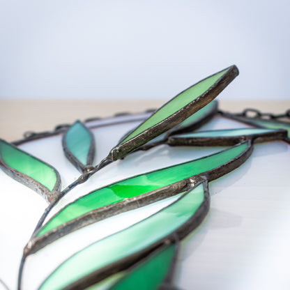 Branch of Eucalyptus Leaves Stained Glass Suncatcher