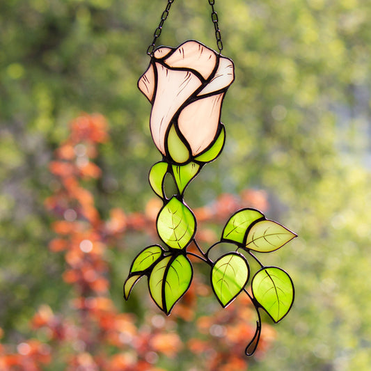 Rose Flower Stained Glass Sun Catcher