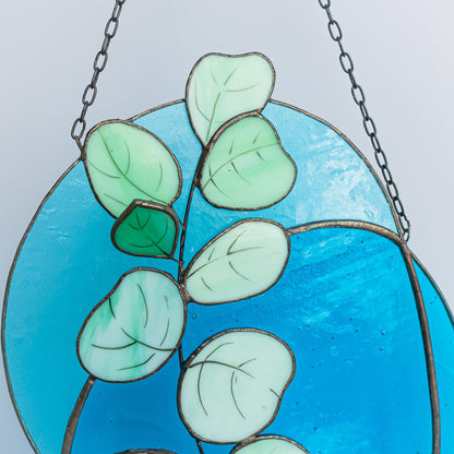 Eucalyptus Branch Stained Glass Suncatcher