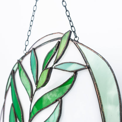 Branch of Eucalyptus Leaves Stained Glass Suncatcher