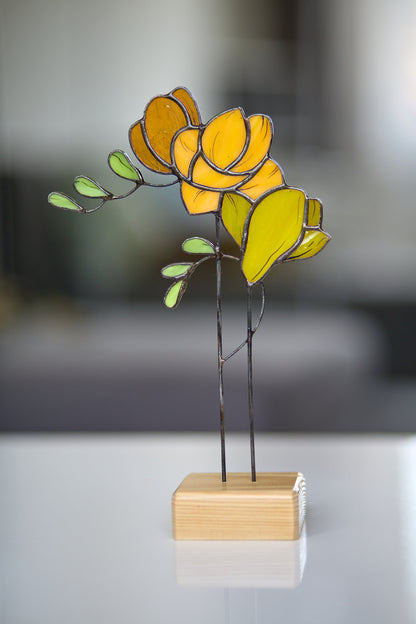 Freesia Flower Stained Glass Tabletop