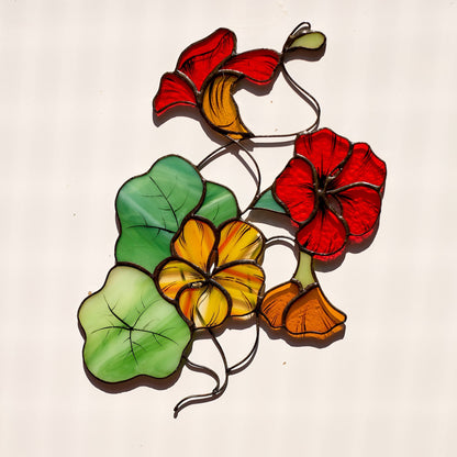 Nasturtium Flower Stained Glass Suncatcher