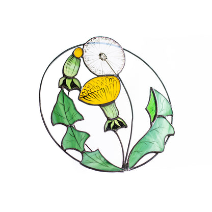 Dandelion Flower Stained Glass Suncatcher
