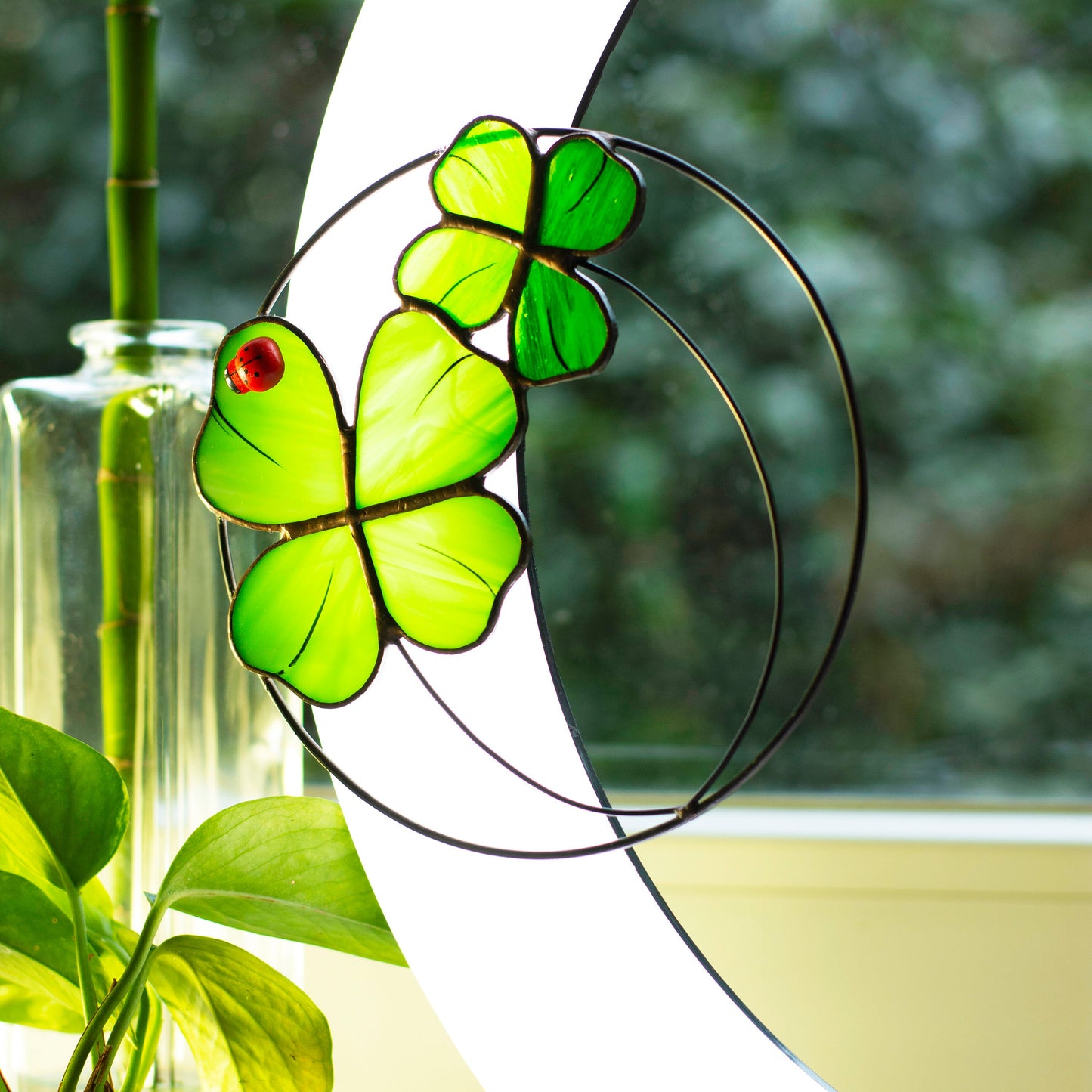 Four Leaf Clover Stained Glass Suncatcher