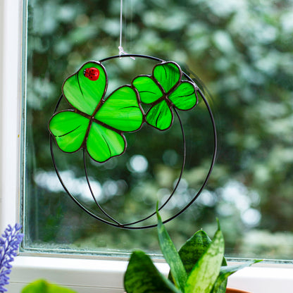 Four Leaf Clover Stained Glass Suncatcher