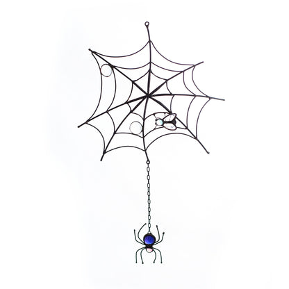 Spider Net Stained Glass Halloween Decoration